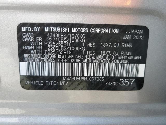 2022 MITSUBISHI OUTLANDER - JA4ARUAU8NU007985