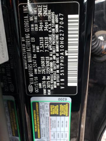 5XYPHDA10HG277047 KIA SORENTO EX