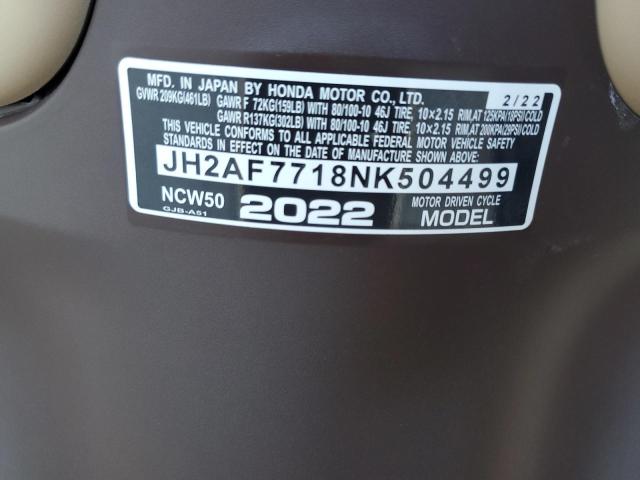 2022 HONDA NCW50 JH2AF7718NK504499