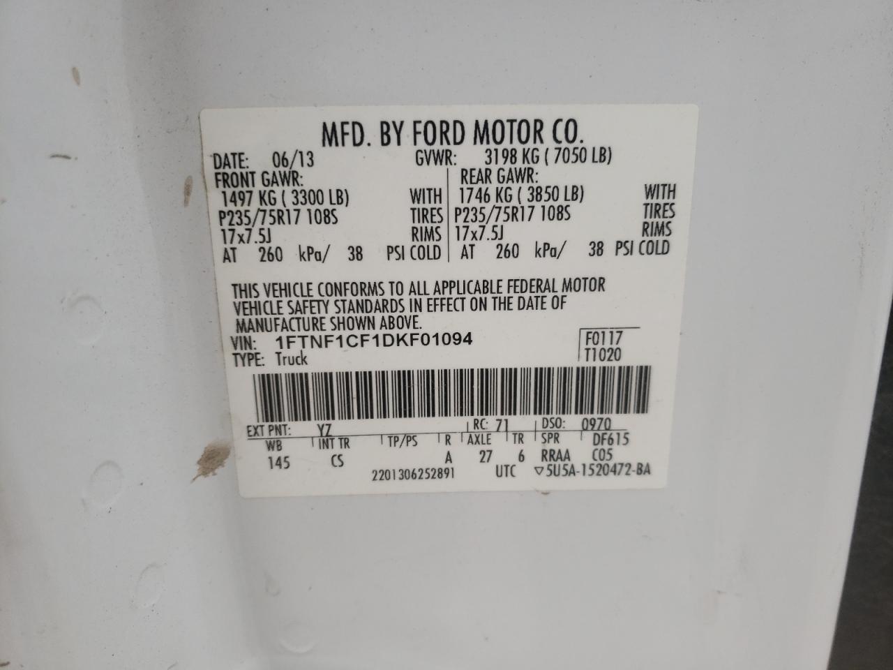 1FTNF1CF1DKF01094 2013 Ford F150