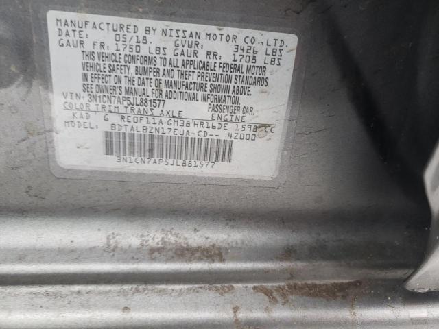 2018 NISSAN VERSA SEDA 3N1CN7AP5JL881577
