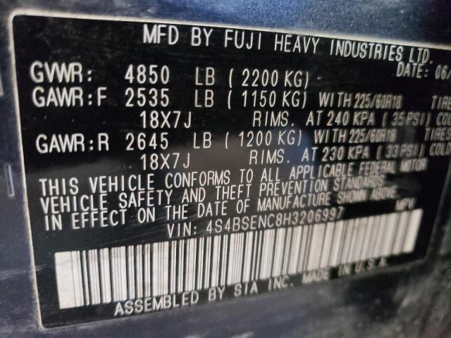 4S4BSENC8H3206997 Subaru Outback 3.6r Limited