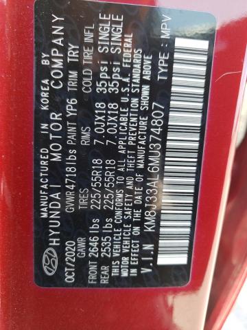 2021 HYUNDAI TUCSON LIM - KM8J33AL6MU374807