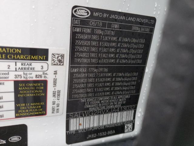 2018 LAND ROVER RANGE ROVE SALWG2RVXJA413032