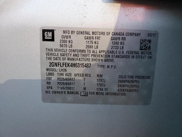 2017 CHEVROLET EQUINOX LT - 2GNFLFEK4H6315487