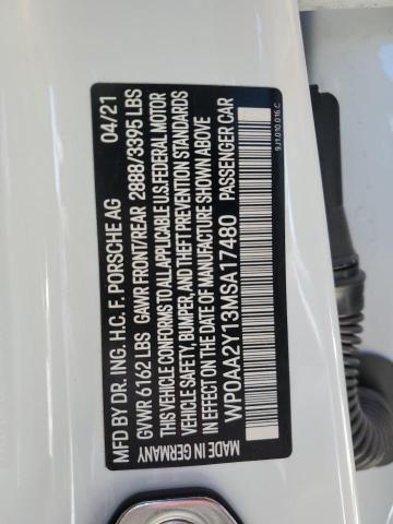 2021 PORSCHE TAYCAN WP0AA2Y13MSA17480