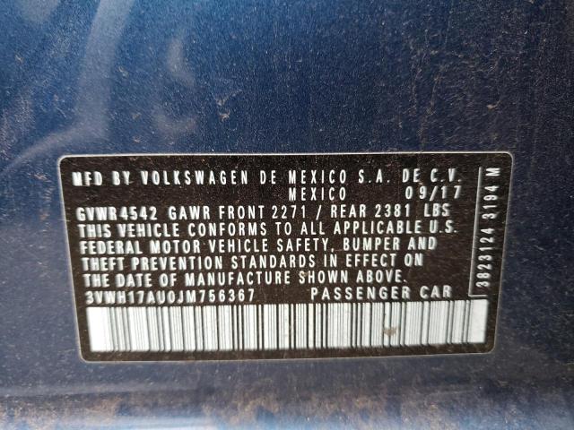 2018 VOLKSWAGEN GOLF ALLTR - 3VWH17AU0JM756367