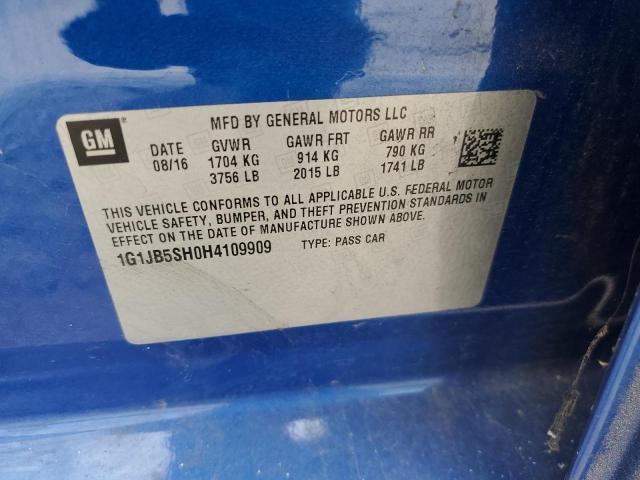 2017 CHEVROLET SONIC LS 1G1JB5SH0H4109909