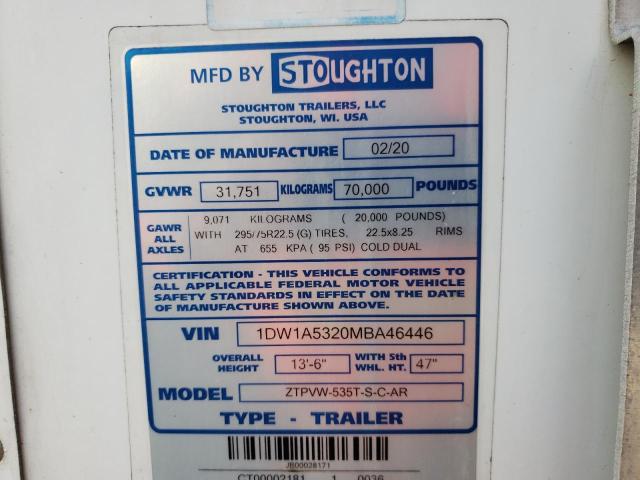 2021 STOU TRAILER VIN: 1DW1A5320MBA46446