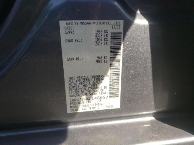 2019 NISSAN ALTIMA S - 1N4BL4BV4KC146652