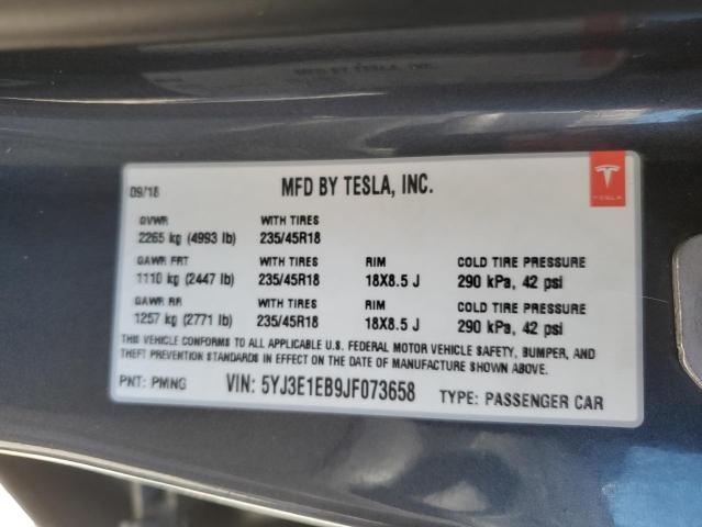 5YJ3E1EB9JF073658 Tesla MODEL 3