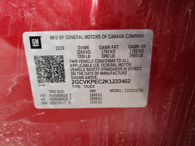 2019 CHEVROLET SILVERADO - 2GCVKPEC2K1233462