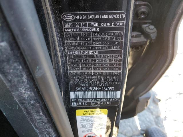 SALVP2BG5HH184980 Land Rover Range Rover Evoque Se