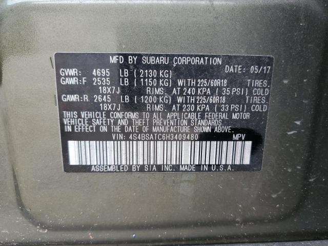 2017 SUBARU OUTBACK TO - 4S4BSATC6H3409480