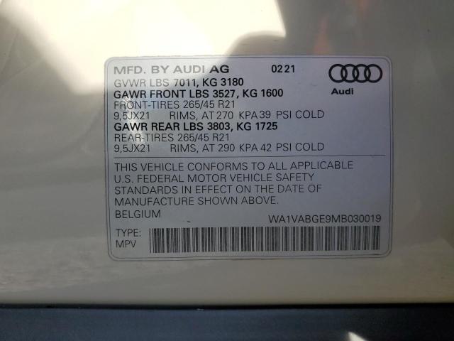 2021 AUDI E-TRON PRE - WA1VABGE9MB030019