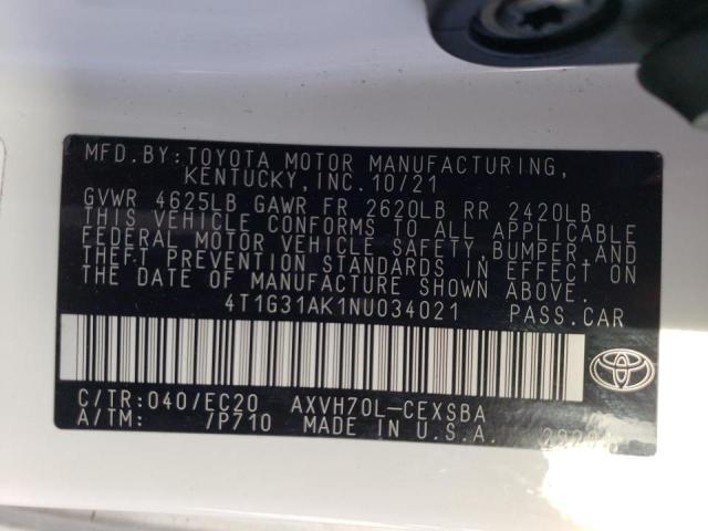 2022 TOYOTA CAMRY NIGH - 4T1G31AK1NU034021