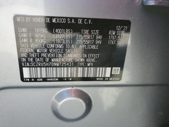 3CZRU5H70NM725431 2022 Honda Hr-V Exl