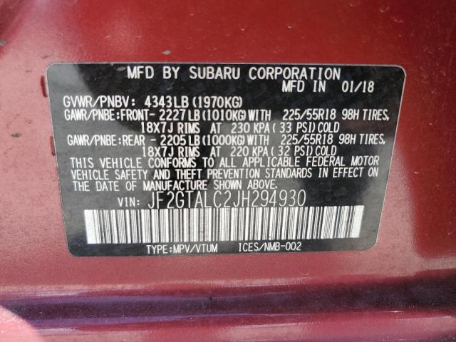 JF2GTALC2JH294930 Subaru Crosstrek Limited