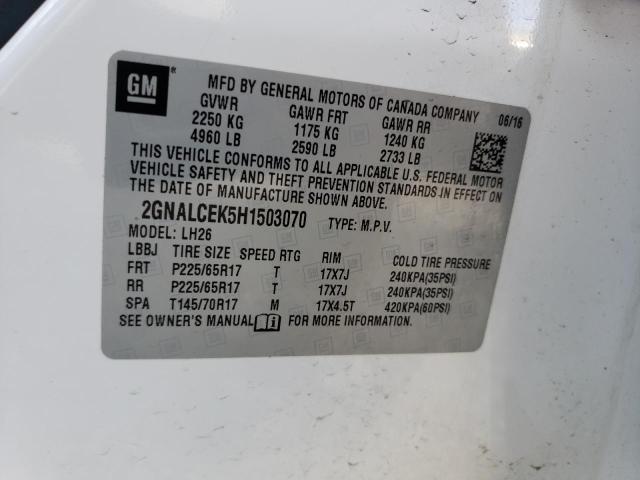 2017 CHEVROLET EQUINOX LT 2GNALCEK5H1503070