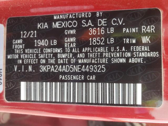 2022 KIA RIO LX 3KPA24AD5NE449325