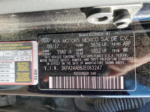 3KPA24AB8JE063247 KIA RIO LX