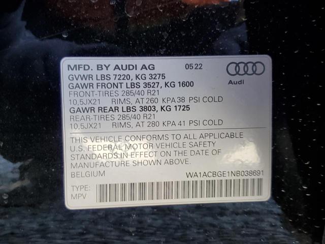 2022 AUDI E-TRON S P - WA1ACBGE1NB038691