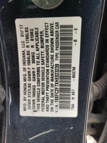 2017 HONDA CIVIC EX 19XFC2F7XHE023239