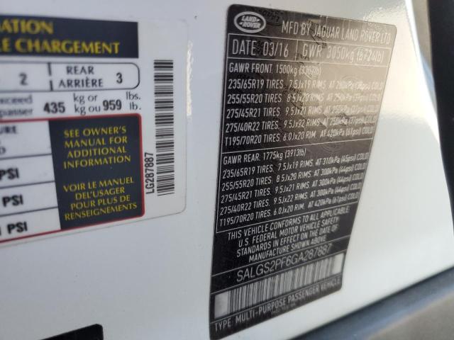 SALGS2PF6GA287887 Land Rover Range Rover Hse