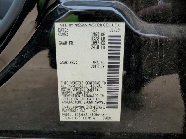 2019 NISSAN ALTIMA SV - 1N4BL4DV9KC204266