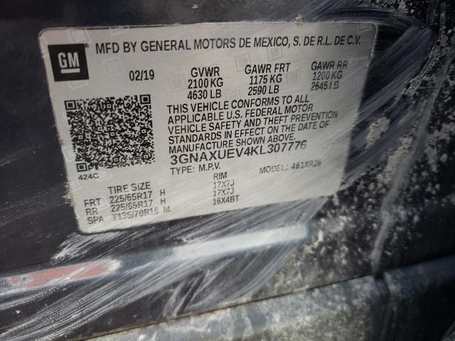 2019 CHEVROLET EQUINOX LT - 3GNAXUEV4KL307776