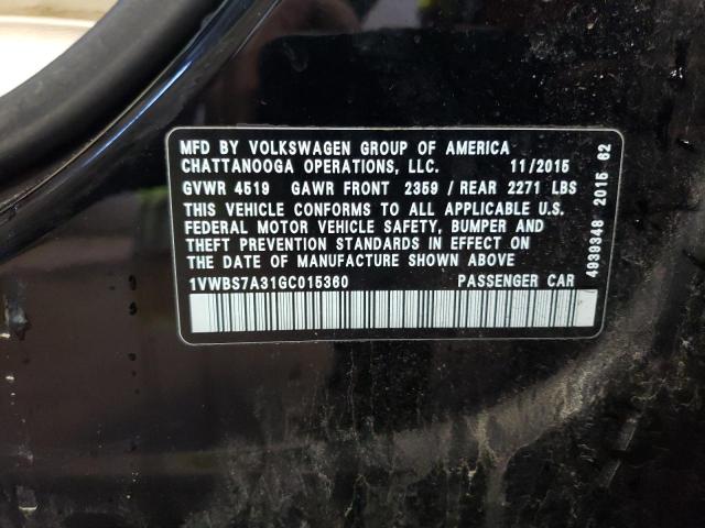2016 VOLKSWAGEN PASSAT SE - 1VWBS7A31GC015360