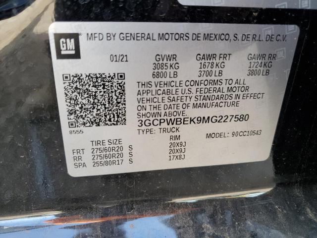 2021 CHEVROLET SILVERADO 3GCPWBEK9MG227580
