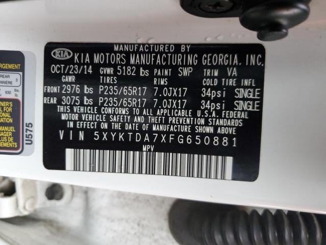 5XYKTDA7XFG650881 KIA SORENTO LX