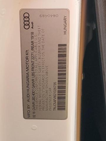 2016 AUDI TT - TRUC5AFV8G1026735