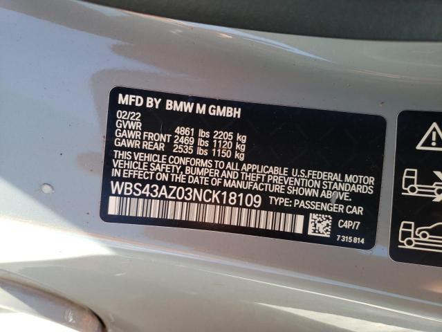2022 BMW M4 COMPETI WBS43AZ03NCK18109