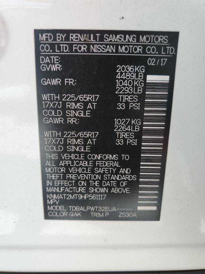 KNMAT2MT9HP561117 NISSAN ROGUE 2017