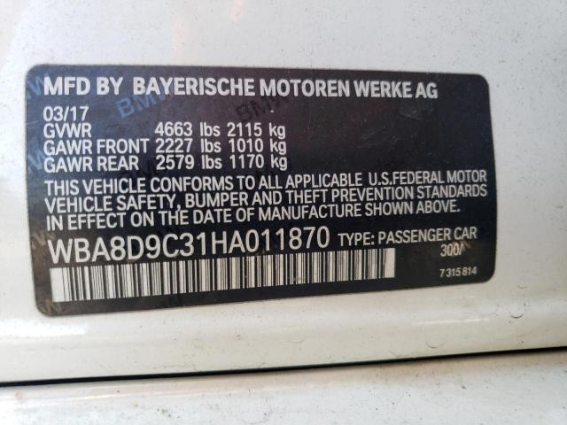 2017 BMW 330 XI - WBA8D9C31HA011870