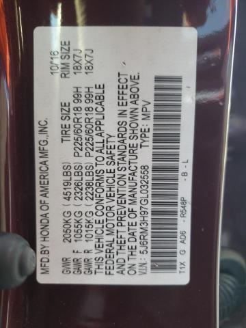 2016 HONDA CR-V TOURI - 5J6RM3H97GL032558