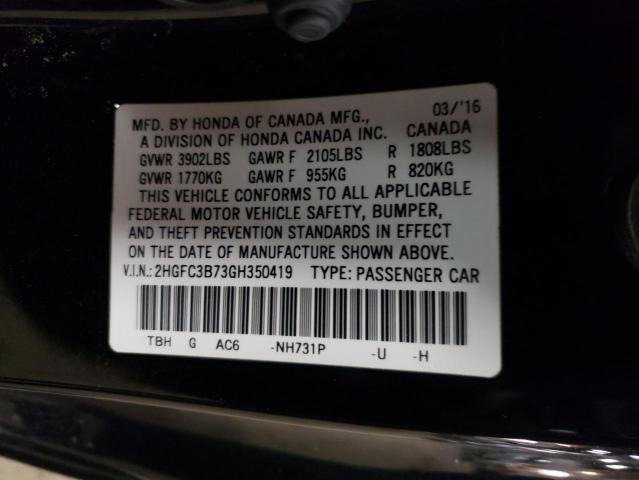 2016 HONDA CIVIC EXL 2HGFC3B73GH350419