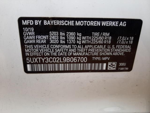 5UXTY3C02L9B06700 BMW X3 Sdrive30i