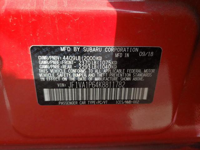 JF1VA1P64K8811782 Subaru Wrx Limited