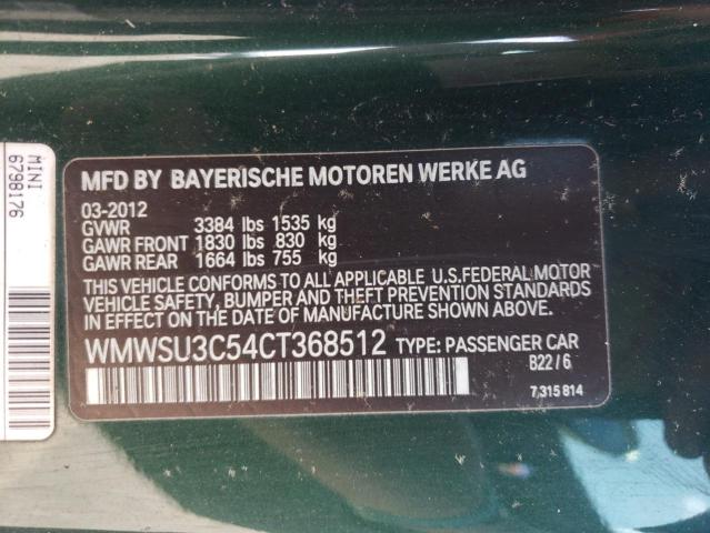 WMWSU3C54CT368512 Mini Cooper