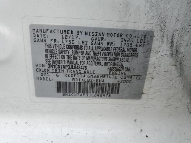 2018 NISSAN VERSA S 3N1CN7AP3JL848478