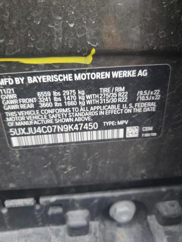 2022 BMW X5 M50I 5UXJU4C07N9K47450