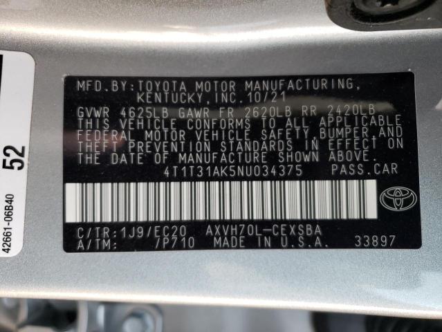 2022 TOYOTA CAMRY NIGH - 4T1T31AK5NU034375