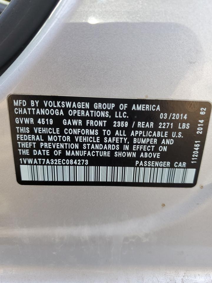 1VWAT7A32EC084273 2014 Volkswagen Passat S