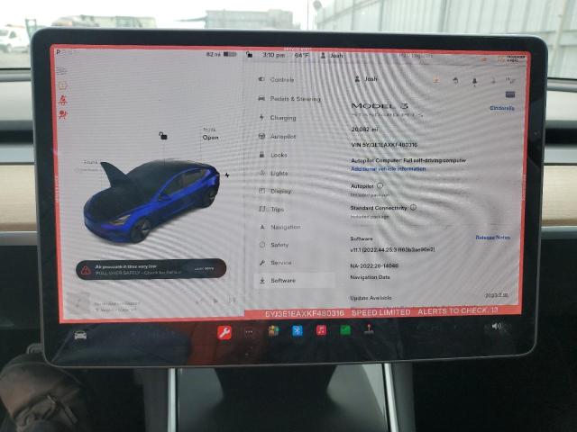 2019 TESLA MODEL 3 5YJ3E1EAXKF480316