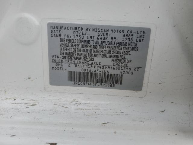 2015 NISSAN VERSA S 3N1CN7AP5FL921583