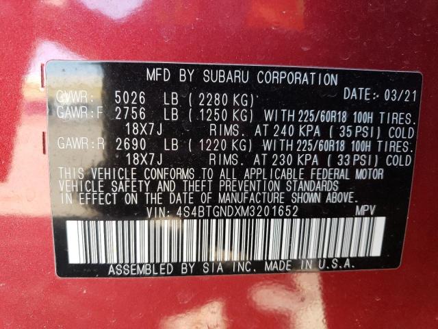 4S4BTGNDXM3201652 | 2021 SUBARU OUTBACK LI