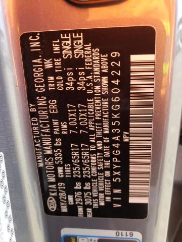5XYPG4A35KG604229 KIA SORENTO L